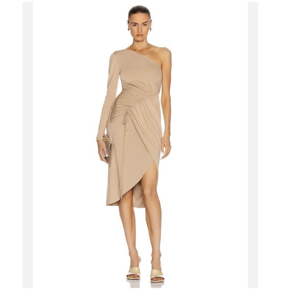 NWT Cushnie One Shoulder Long Sleeved Pencil Matte Jersey Dress Sz 6